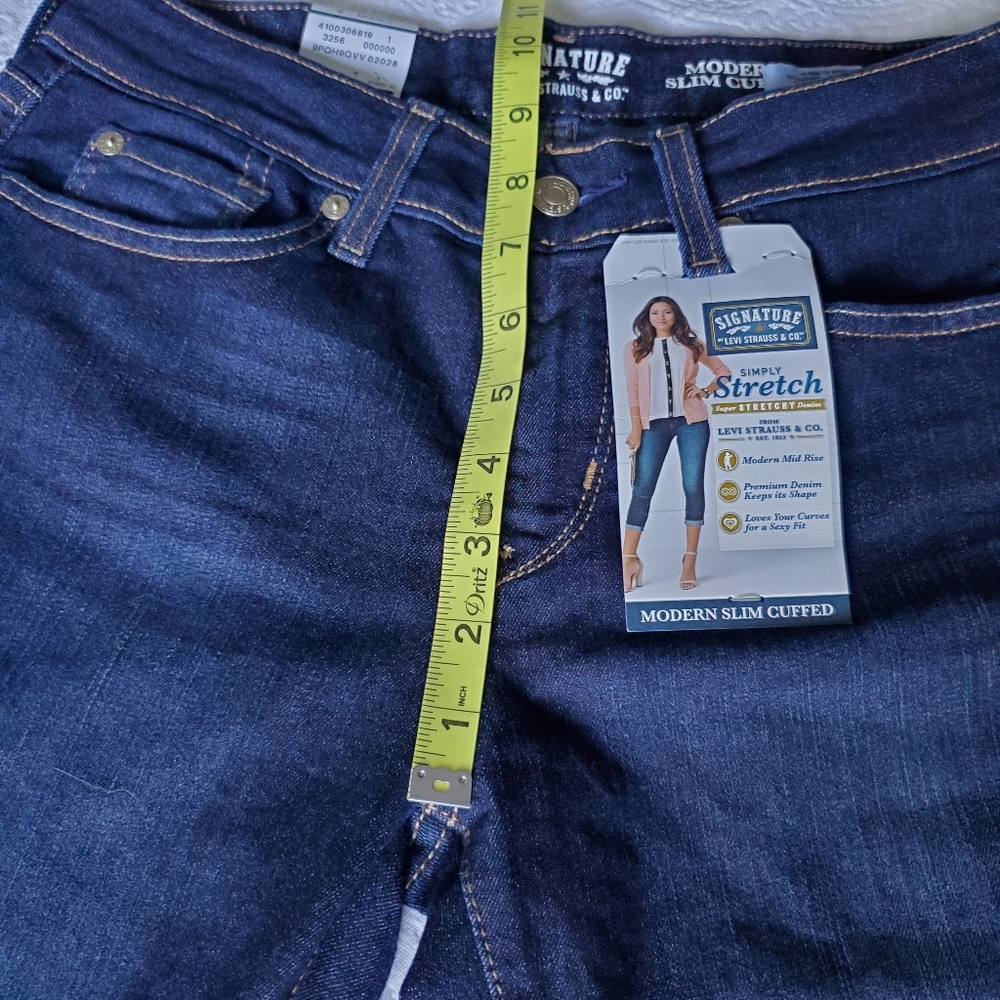 Signature by Levi Strauss Modern Slim Cuff Jeans Dark Wash - Sz 8 - Picture 4 of 12